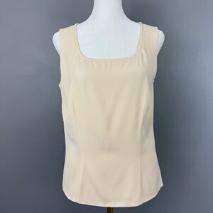 Doncaster Ivory Cream Sleeveless Silk Blend Blouse Size 4 Square Neck Fitted